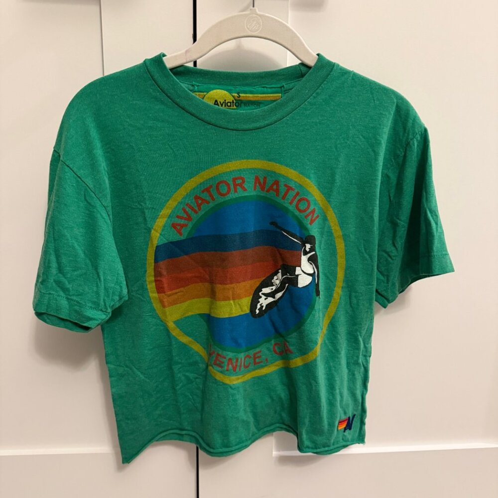 Aviator Nation Signature Boyfriend Tee in Kelly Green